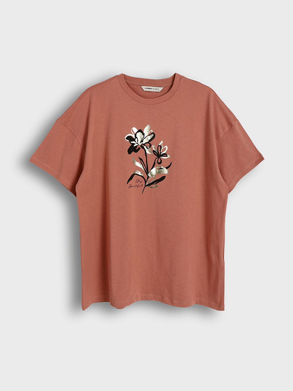 Crew Neck Floral Oversize Women's T-Shirt-4