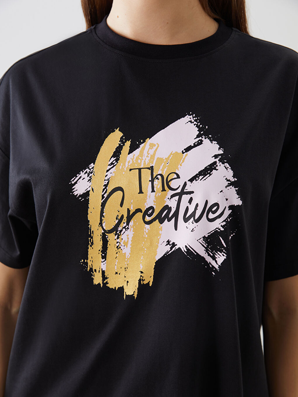 Crew Neck Printed Oversize Women's T-Shirt-2