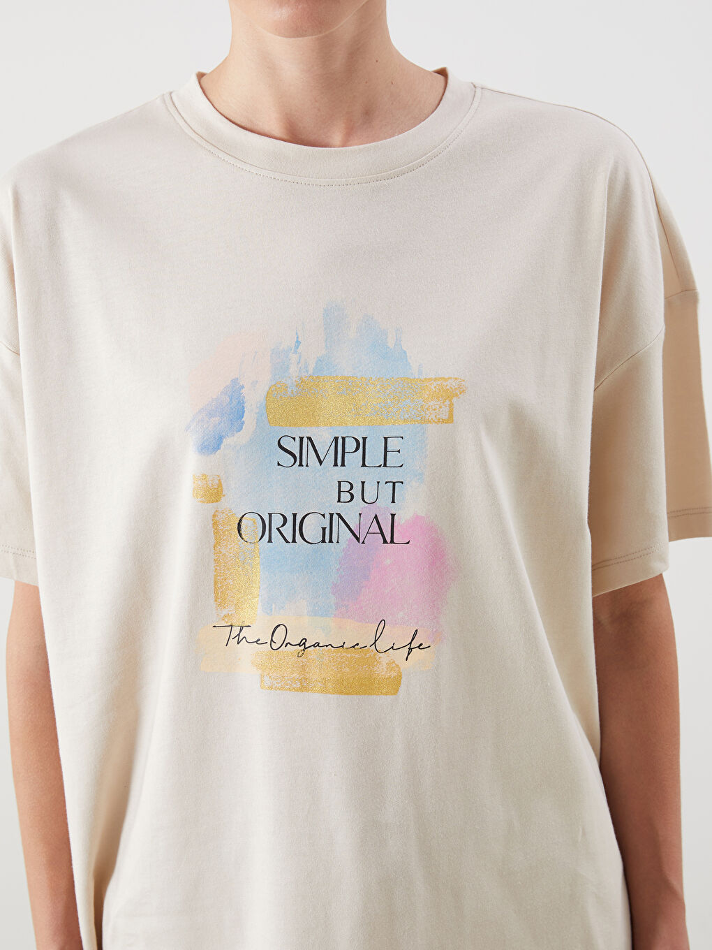 Crew Neck Printed Oversize Women's T-Shirt-2