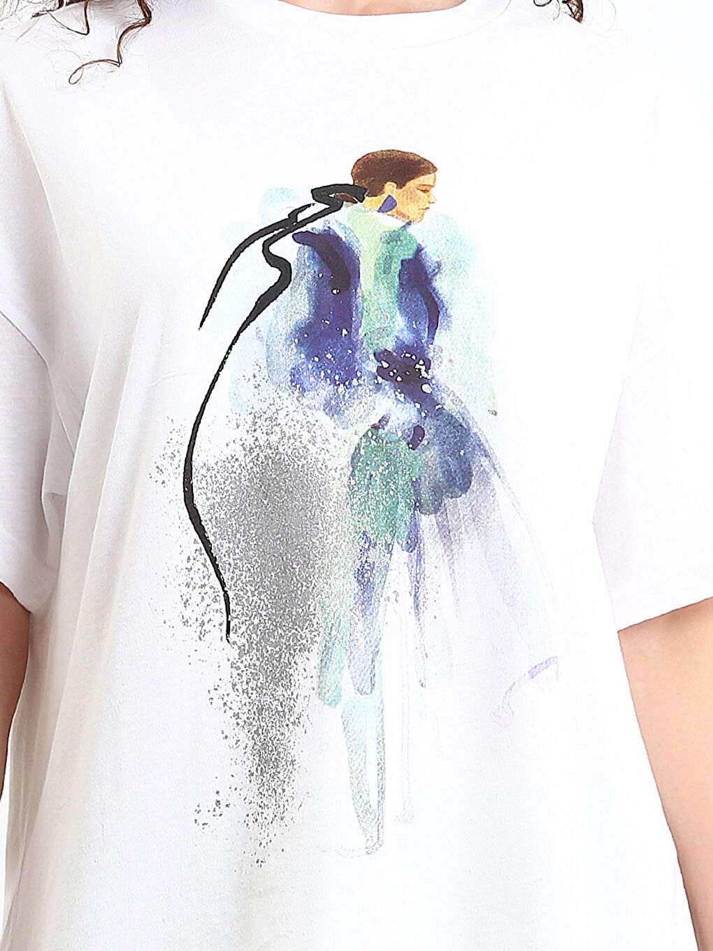 Crew Neck Printed Oversize Women's T-Shirt-2