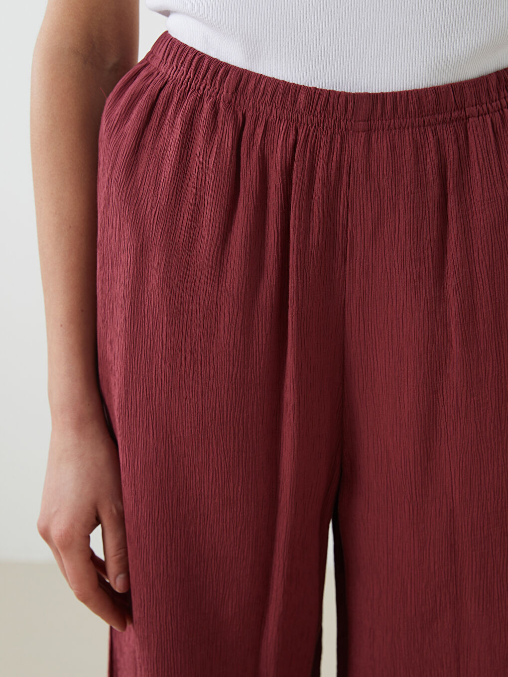 LCW Vision Elasticated Waist Textured Women's Trousers -S5LA05Z8-KFT
