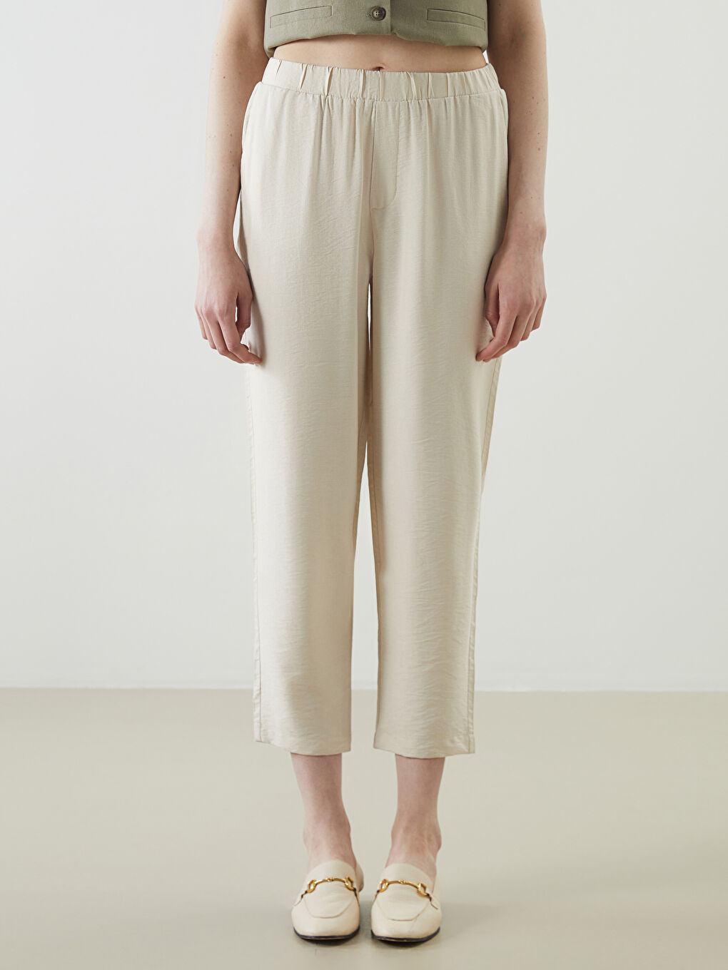 Әйелдерге арналған серпімді белдік сәбіз тәрізді пішім шалбар-1