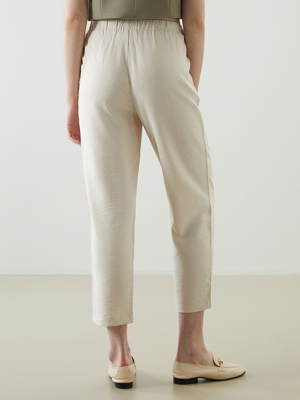 Әйелдерге арналған серпімді белдік сәбіз тәрізді пішім шалбар-3