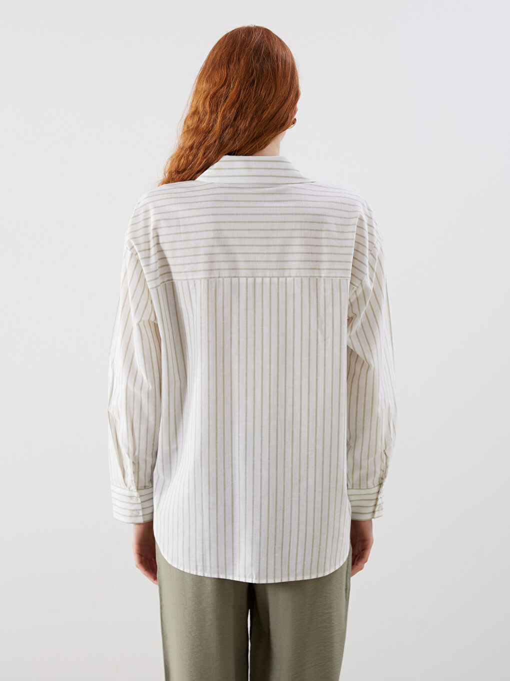LCW Vision Striped Oversize Linen Blend Women's Shirt -S5LA26Z8-LFH