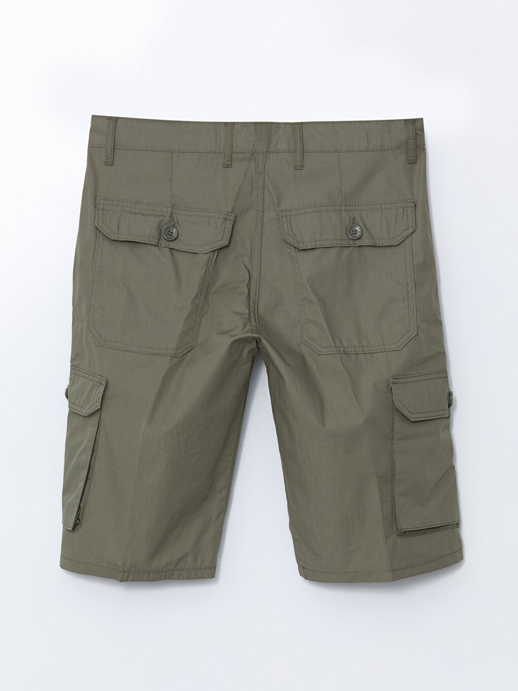 Yeşil Standart Kalıp Gabardin Erkek Kargo Şort-5