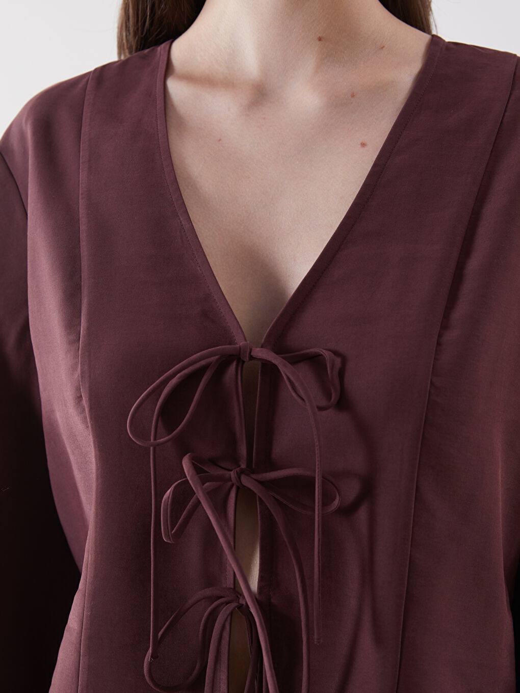 V-Neck Women's Blouse -S5LA78Z8-CTC