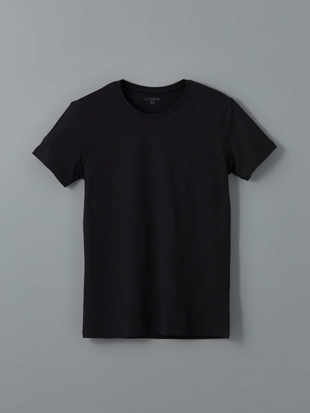 Siyah Bisiklet Yaka Penye Erkek Atlet