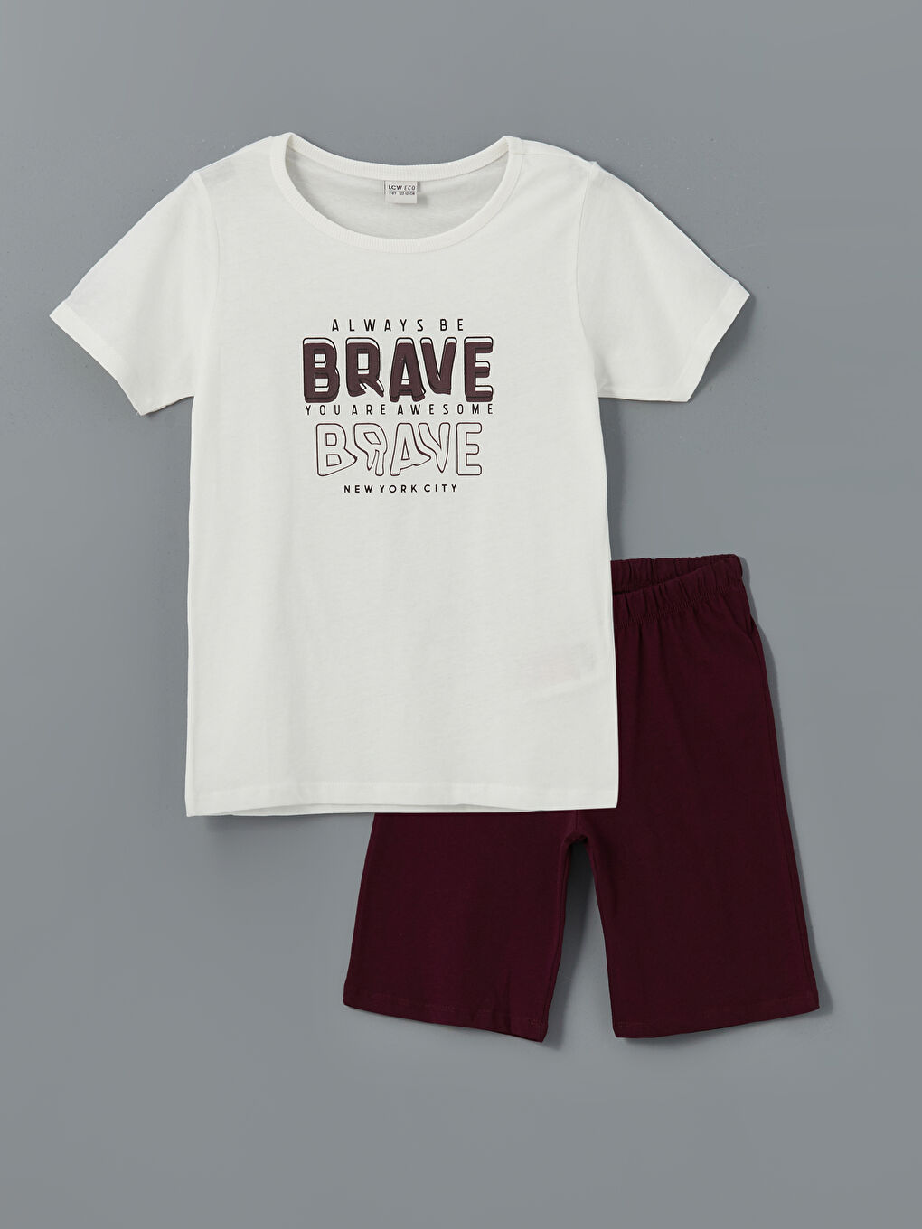 Crew Neck Boy's Pajama Set with Shorts -S5LB37Z4-Q6K