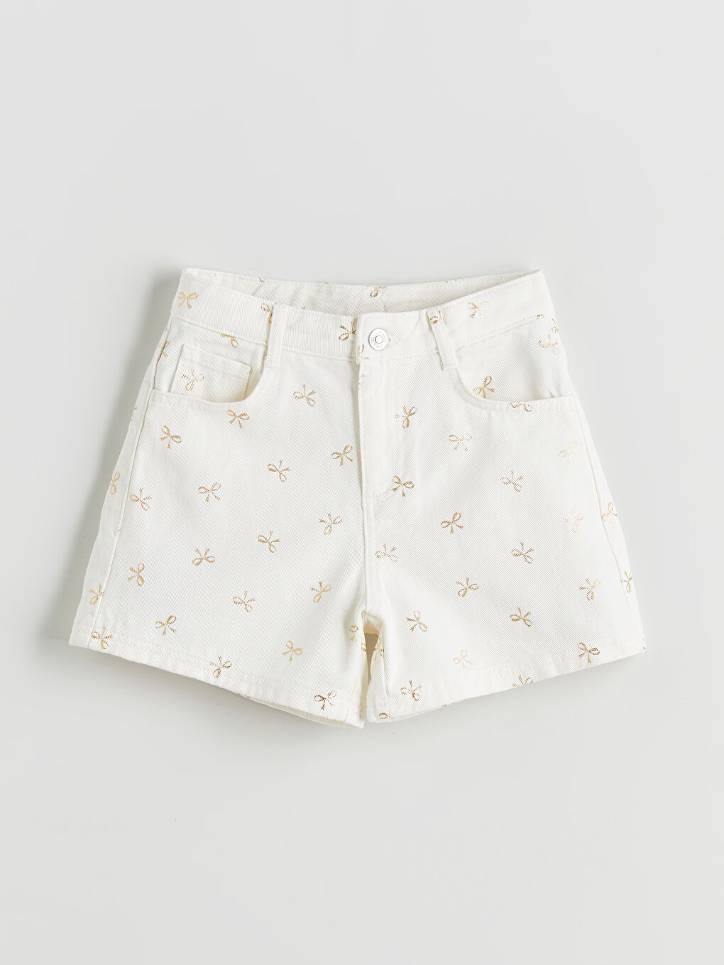 LCW Kids Girl ECRU Denim Shorts -S5LB82Z4-LRA