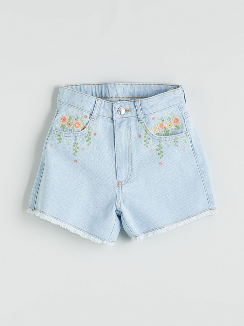 Flower Embroidered Girls' Jean Shorts -S5LB83Z4-869