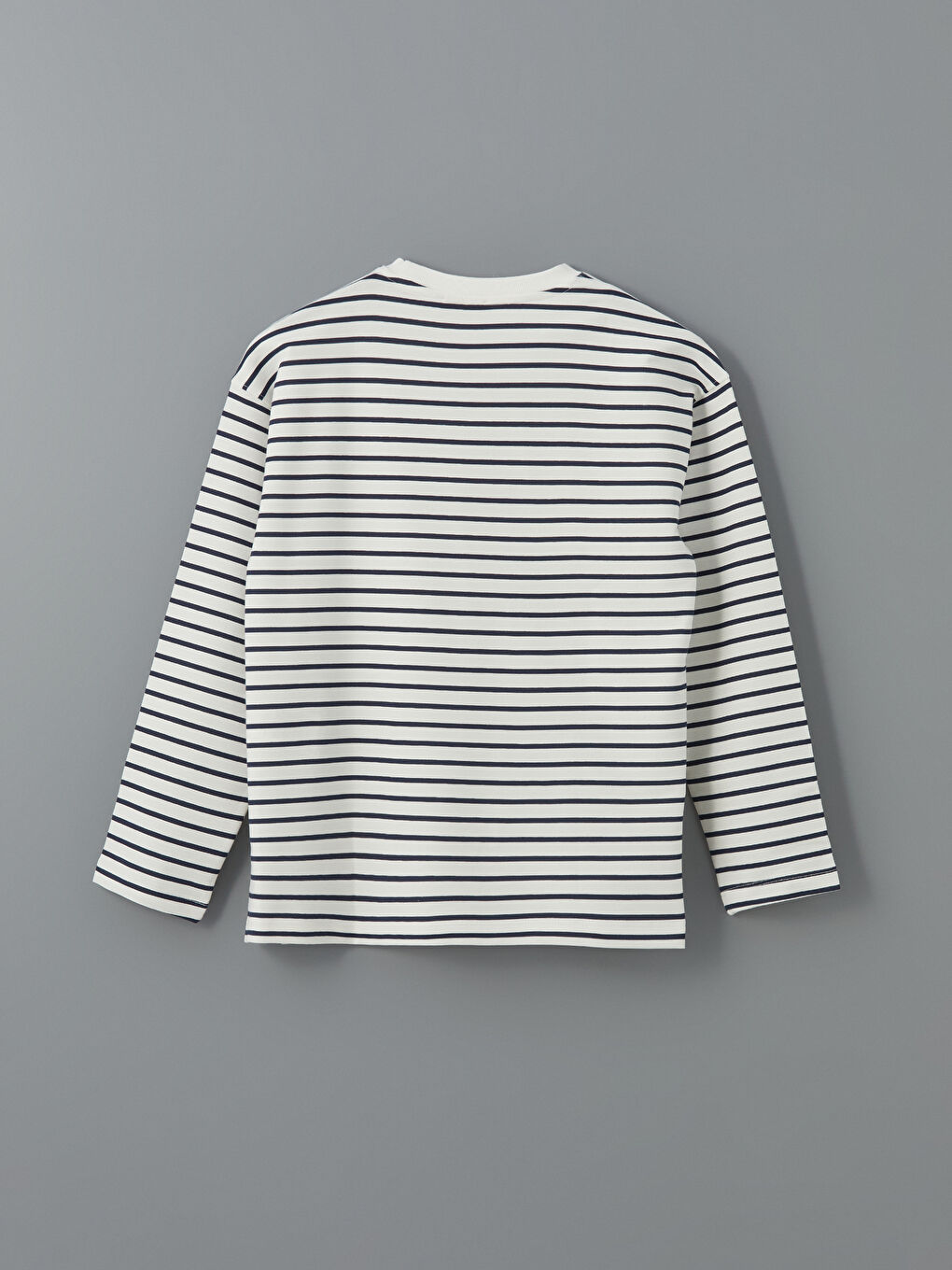 LCW Comfort Lacivert Bisiklet Yaka Çizgili Kadın Sweatshirt - 5
