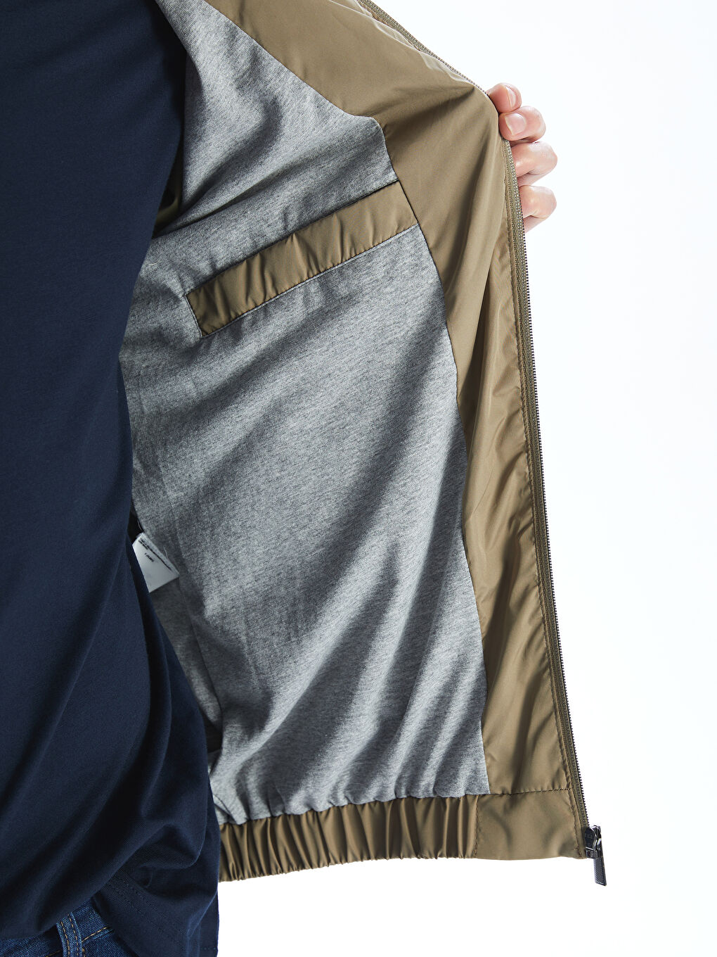 Bej Standart Kalıp Kapüşonlu Erkek Mont-3