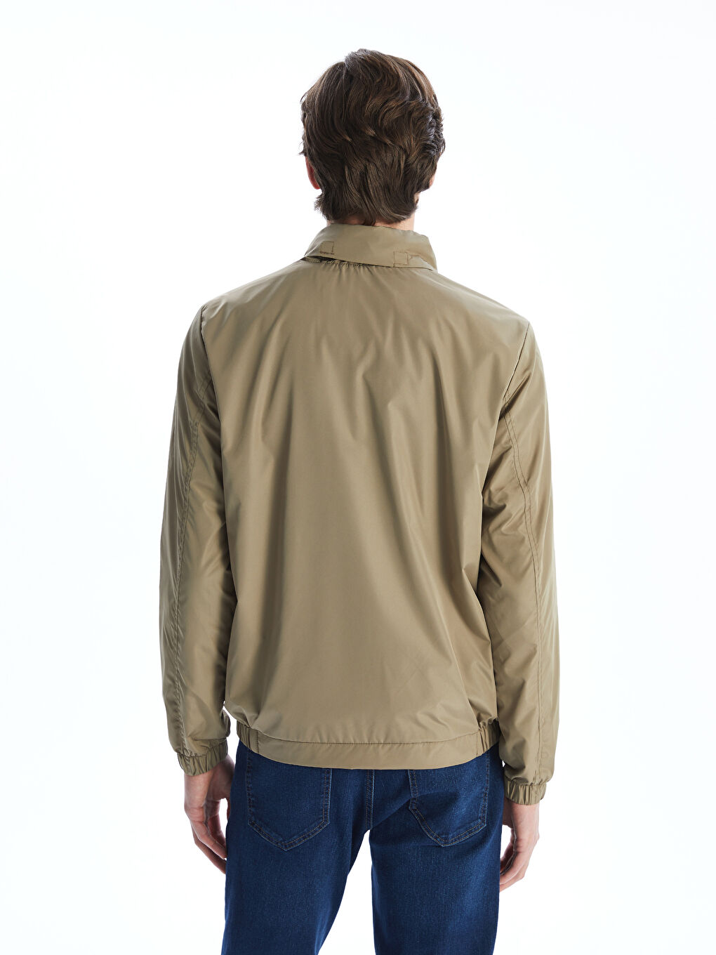 Bej Standart Kalıp Kapüşonlu Erkek Mont-4