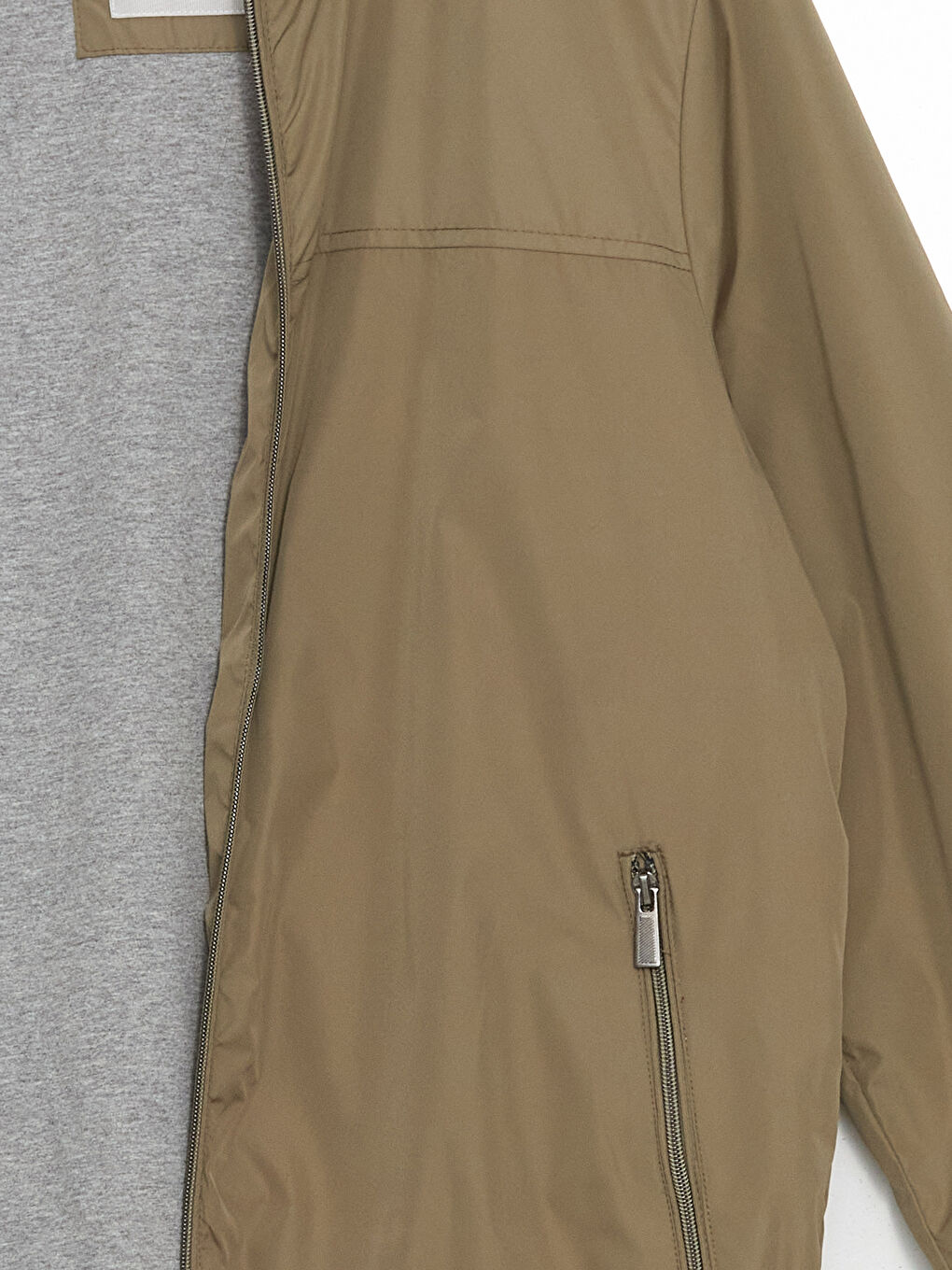 Bej Standart Kalıp Kapüşonlu Erkek Mont-9