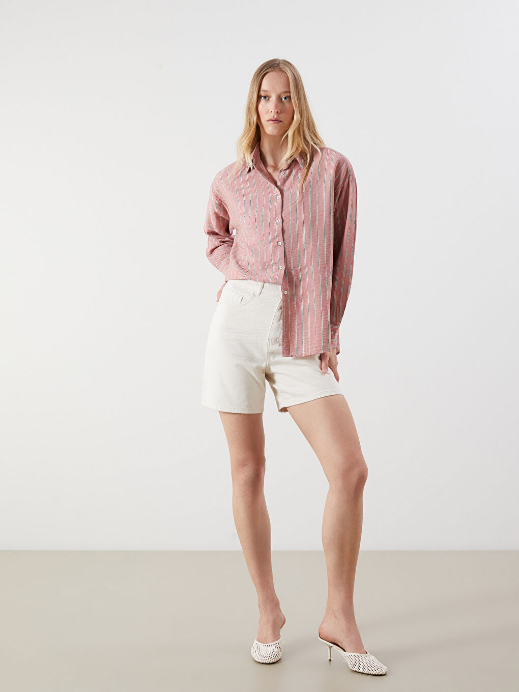 Striped Oversize Women's Shirt-1