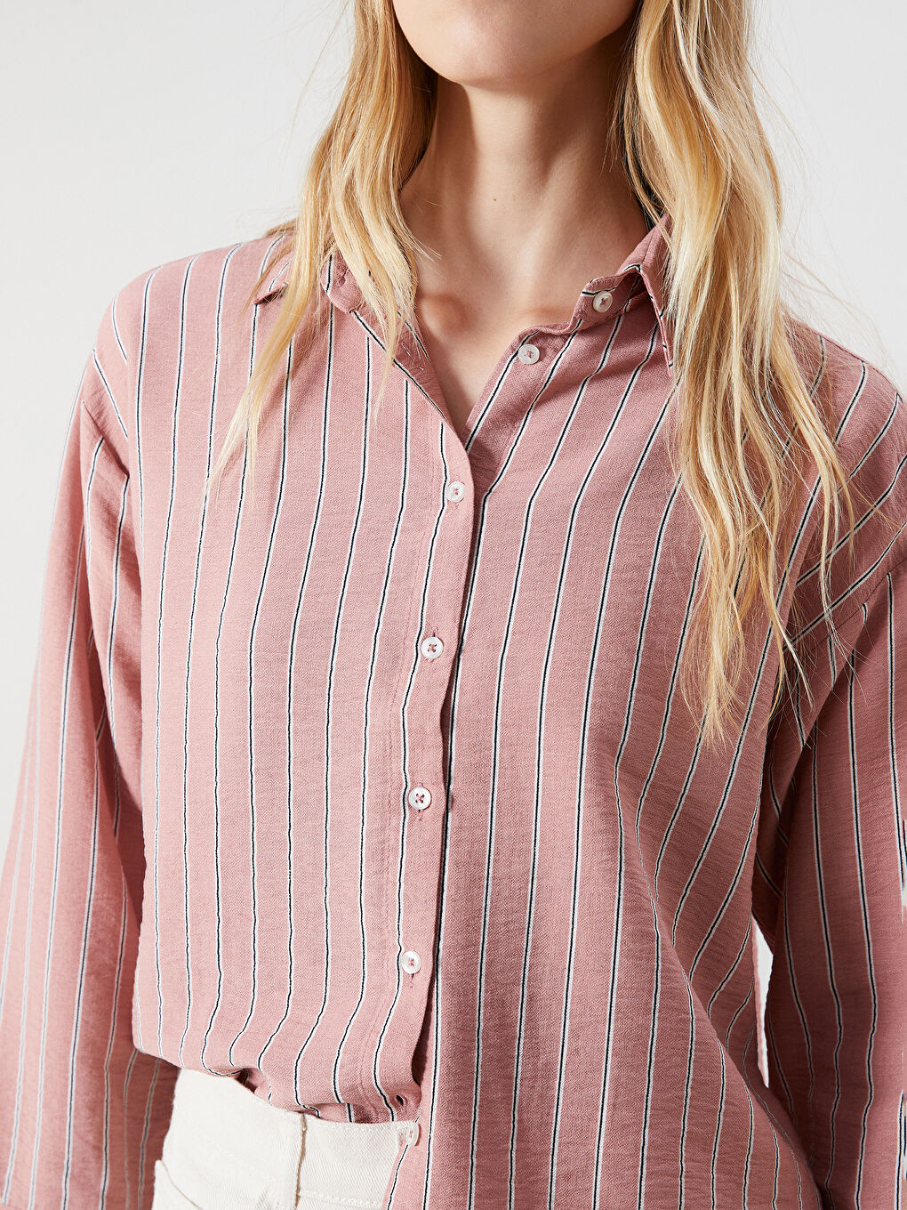 Striped Oversize Women's Shirt-2