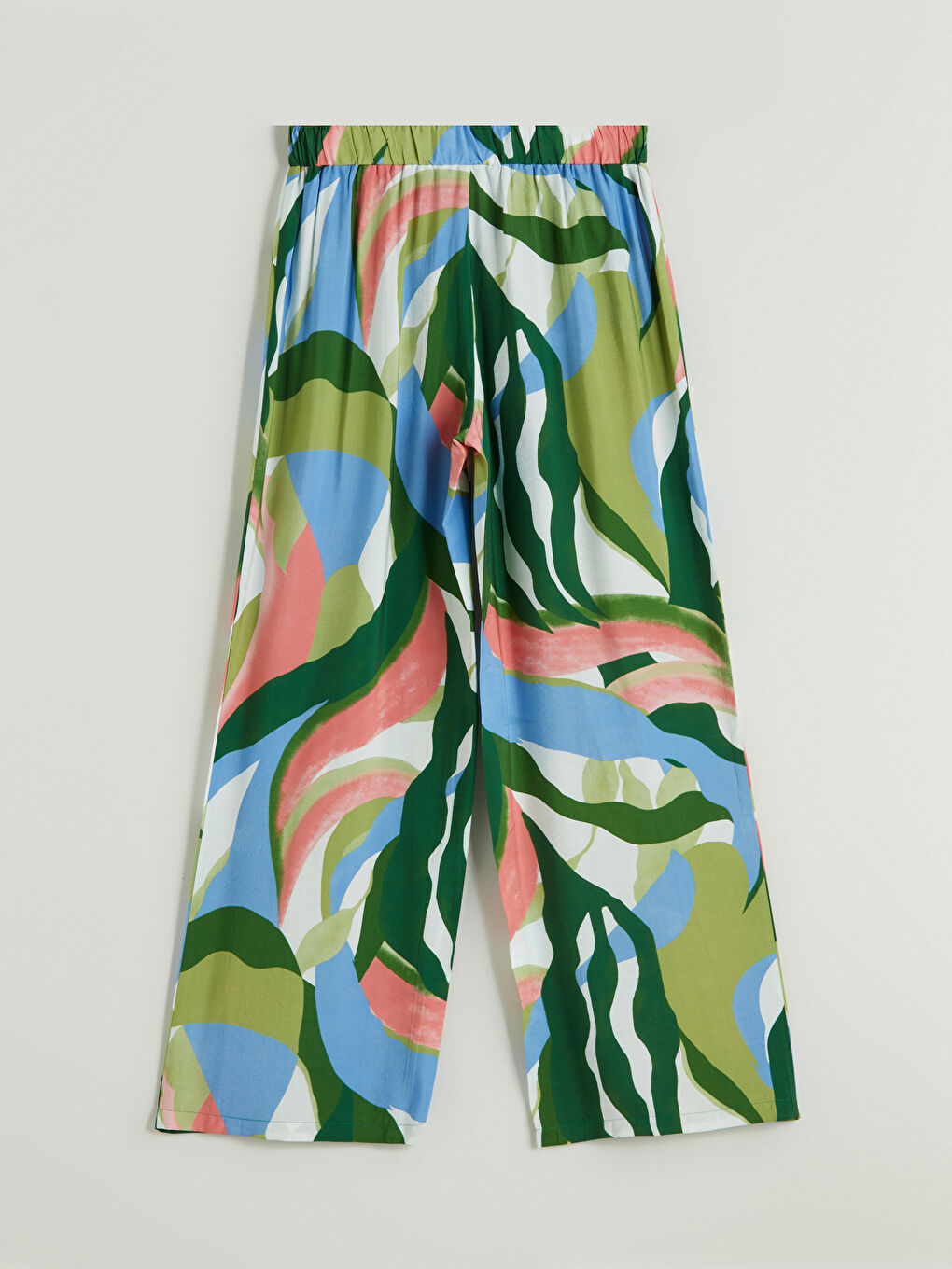 بنطلون واسع الأرجل بنقشة وخصر مرن للسيدات-5