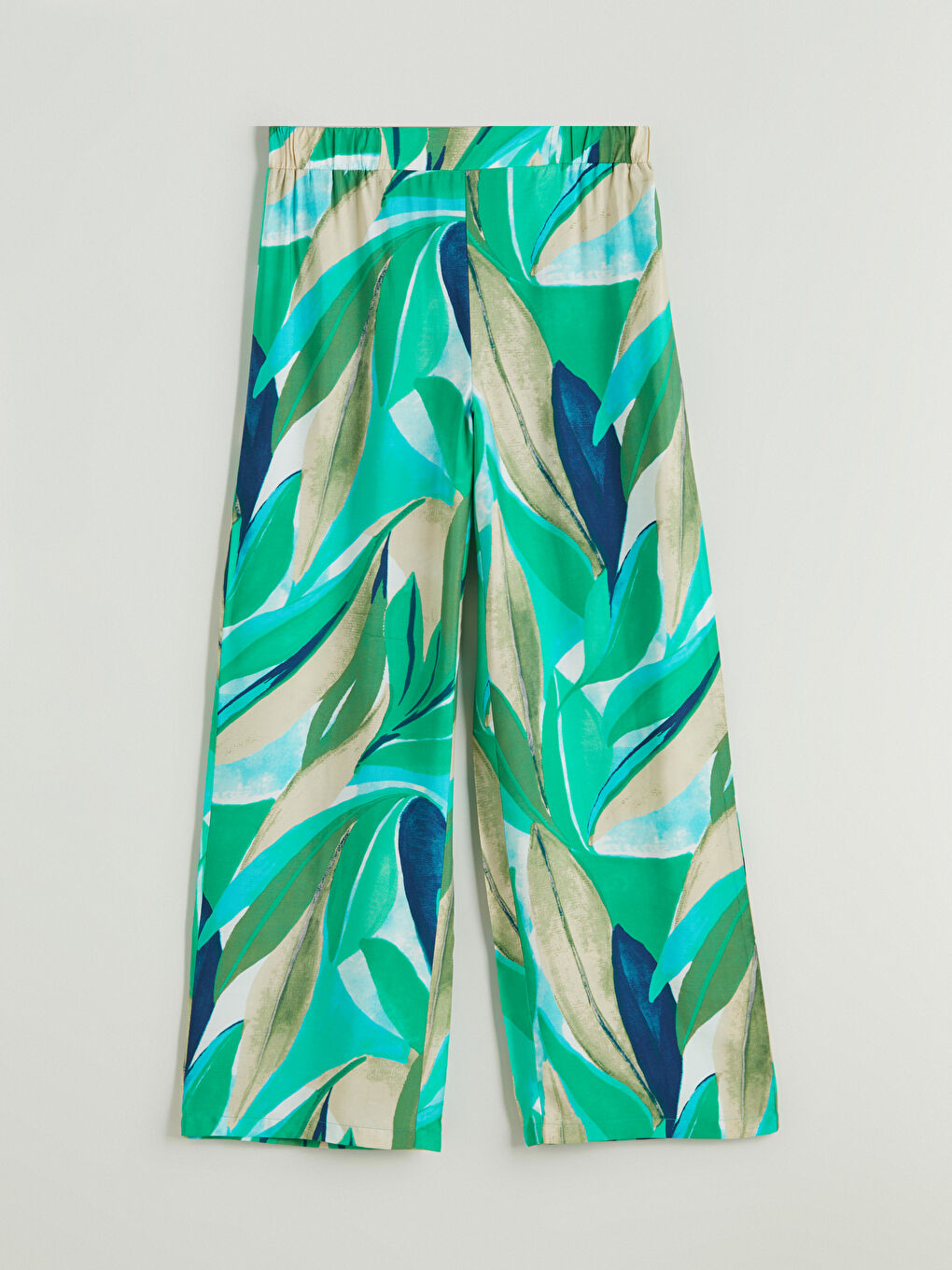 بنطلون واسع الأرجل بنقشة وخصر مرن للسيدات-4