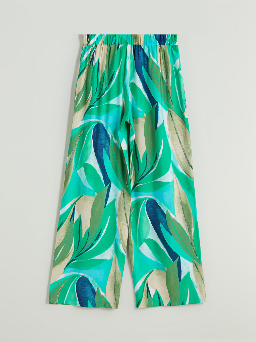 بنطلون واسع الأرجل بنقشة وخصر مرن للسيدات-5