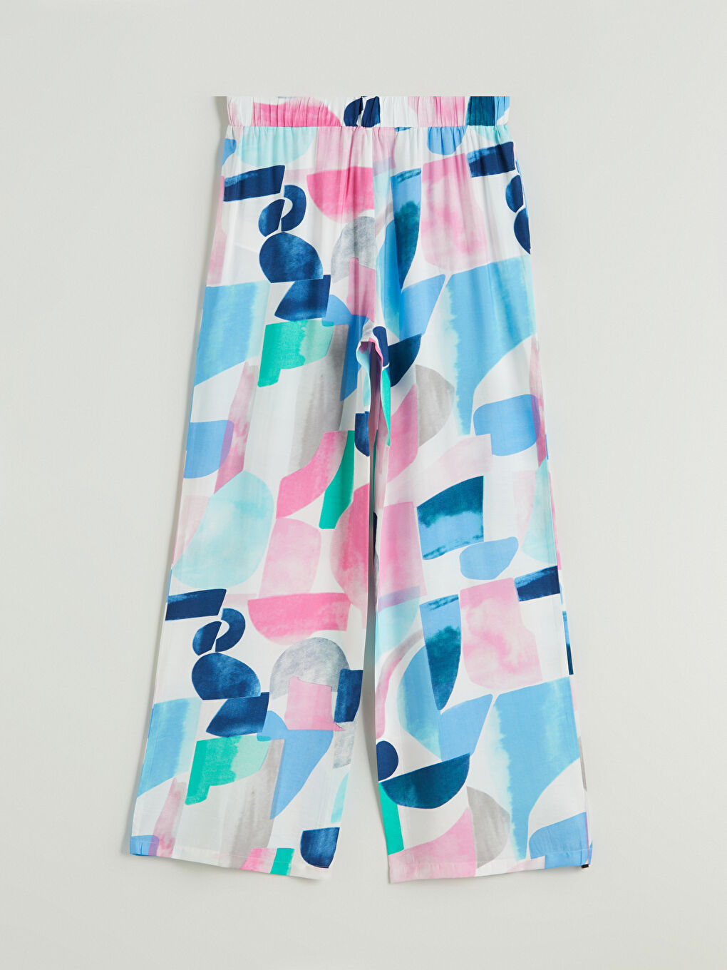 بنطلون واسع الأرجل بنقشة وخصر مرن للسيدات-4