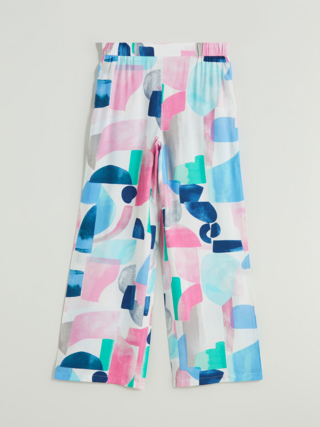 بنطلون واسع الأرجل بنقشة وخصر مرن للسيدات-5