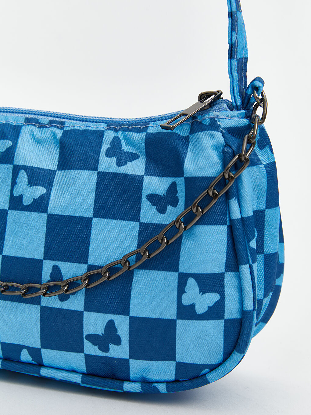 Mavi Zincir Detaylı Kız Çocuk Baget Çanta-1