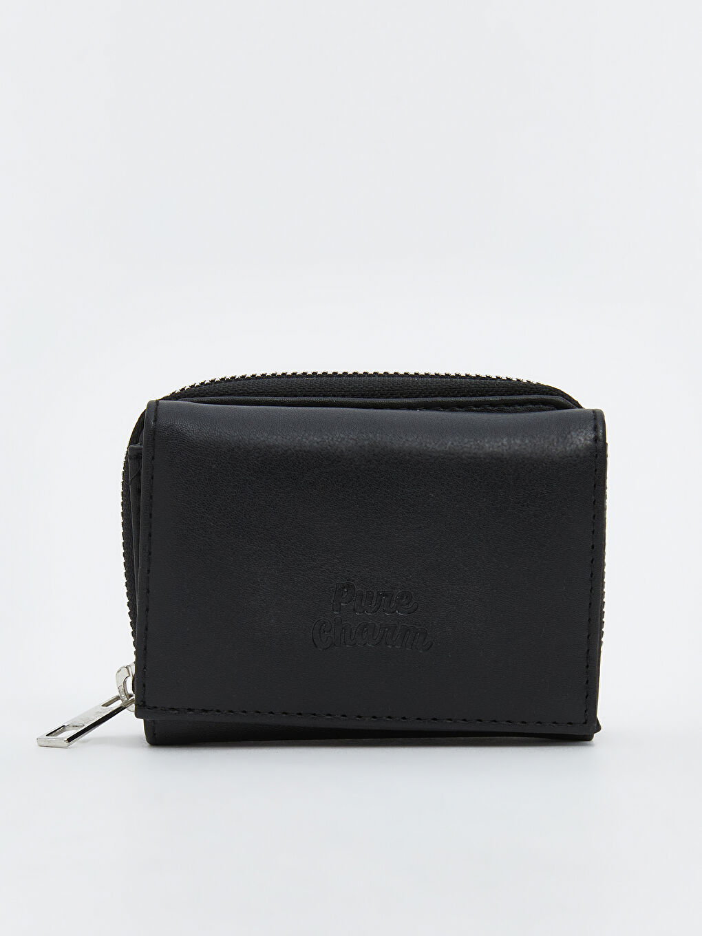 Siyah Deri Görünümlü Kadın Cüzdan