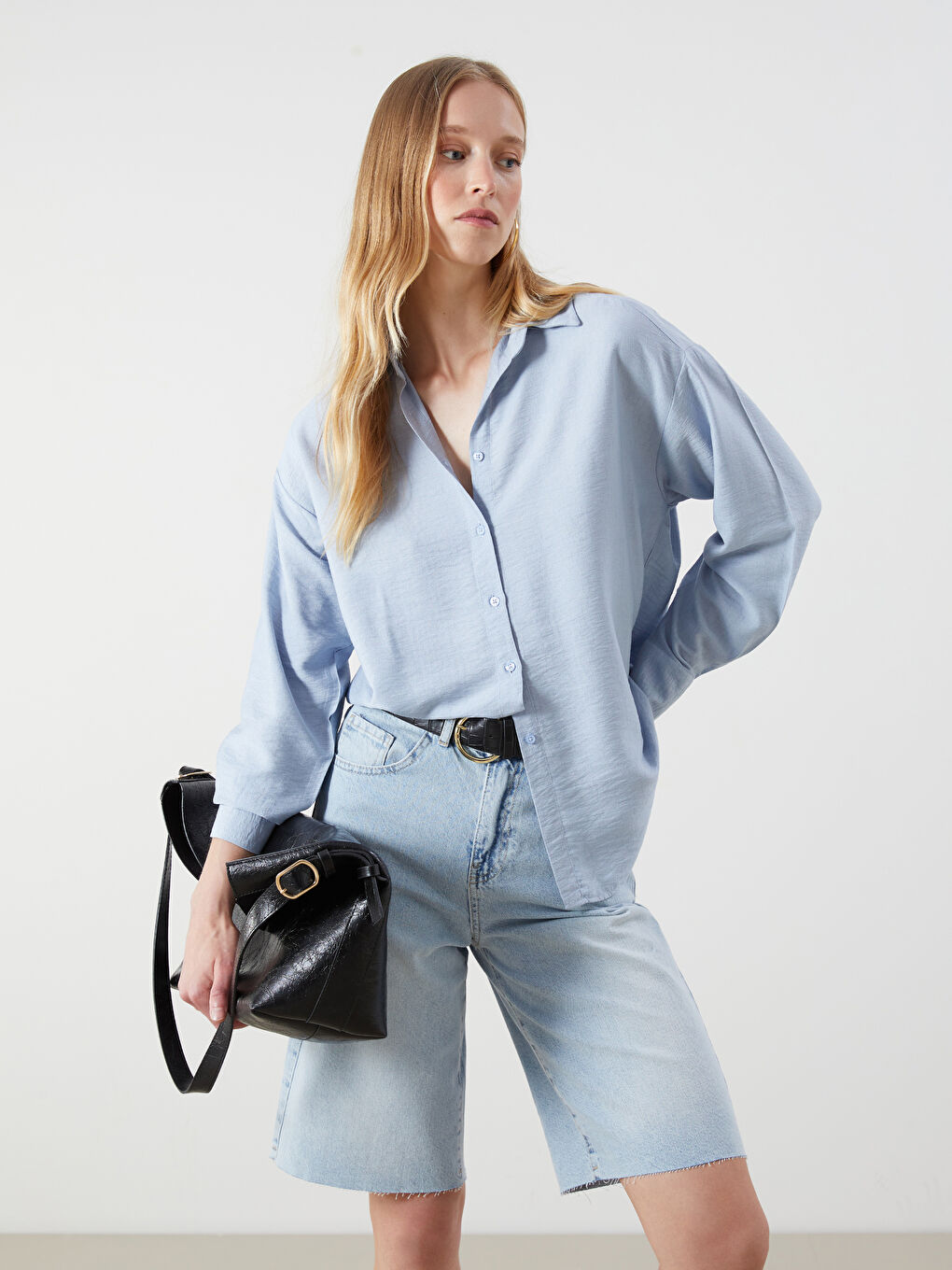 Textured Oversize Women's Shirt
