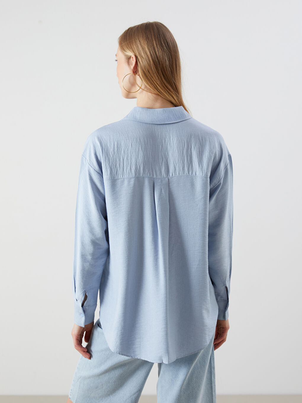 Textured Oversize Women's Shirt-3