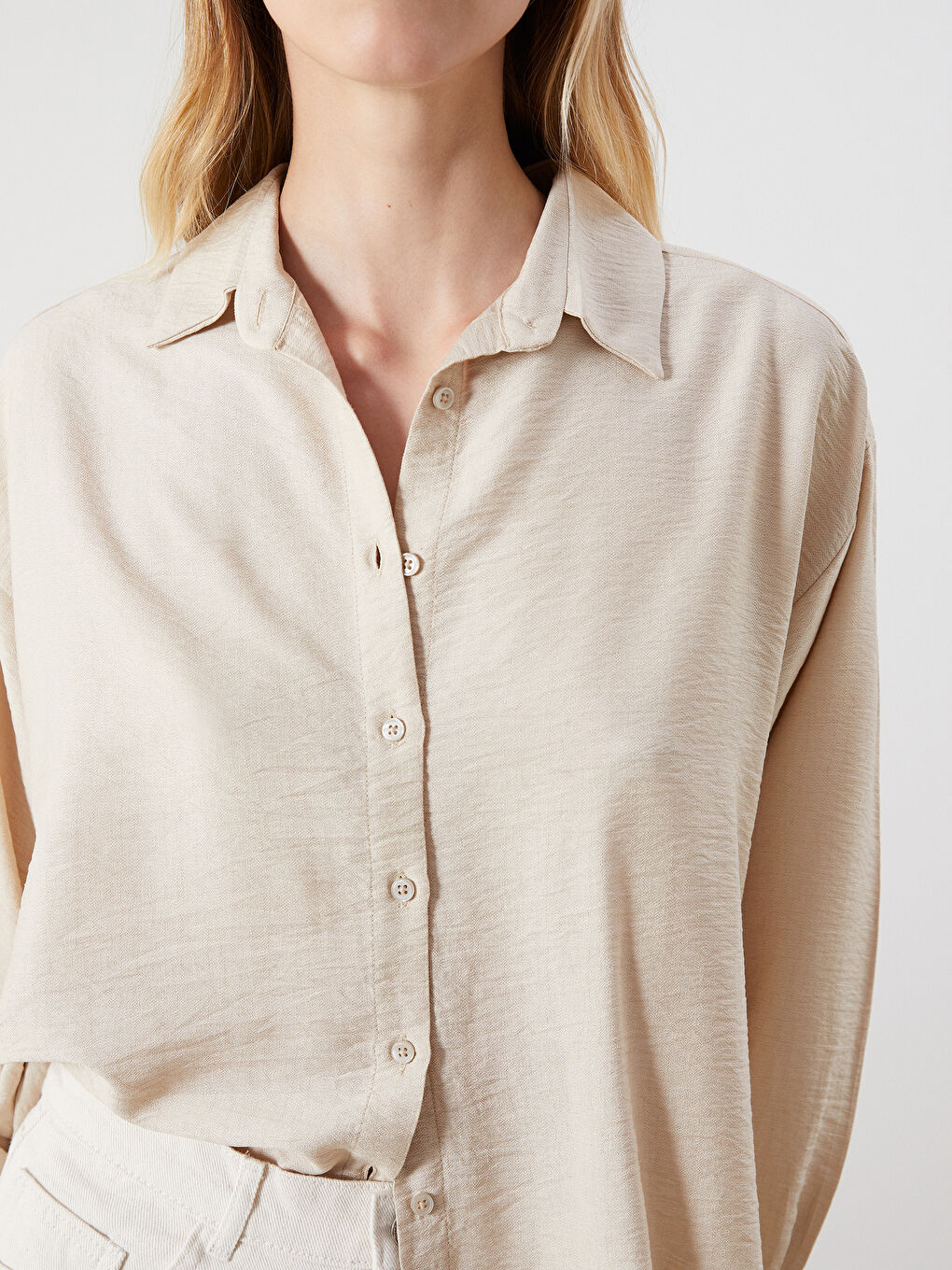 Textured Oversize Women's Shirt-2