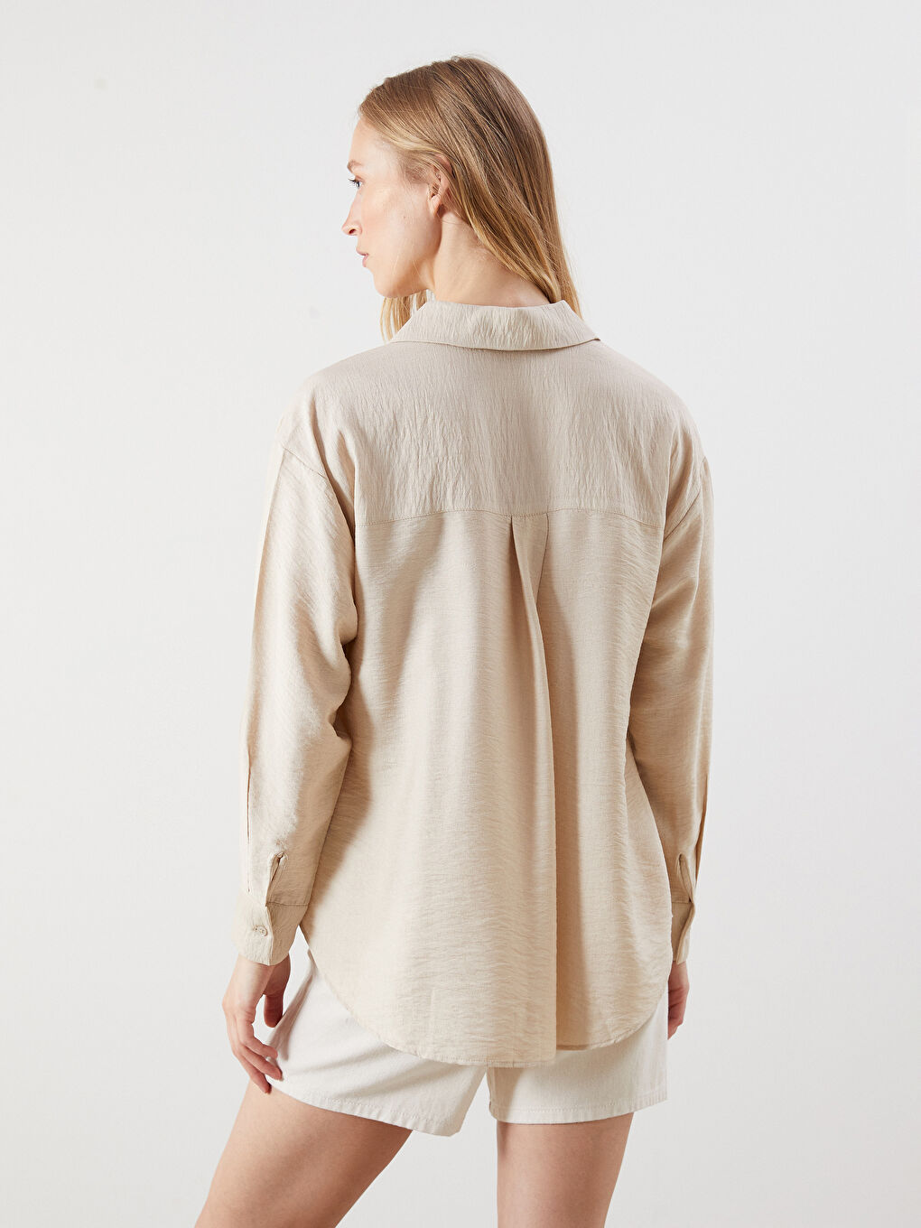 Textured Oversize Women's Shirt-3