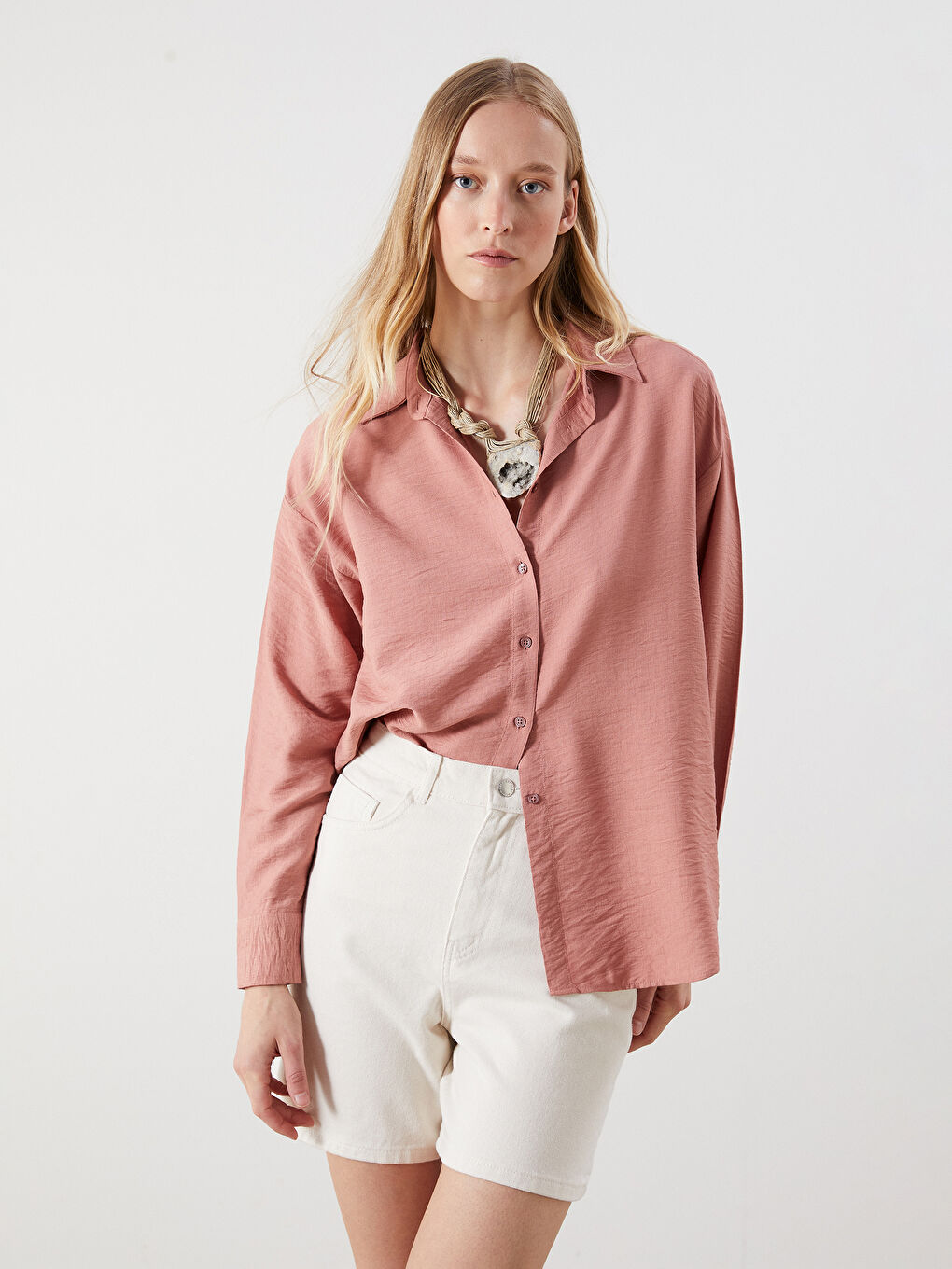 Textured Oversize Women's Shirt