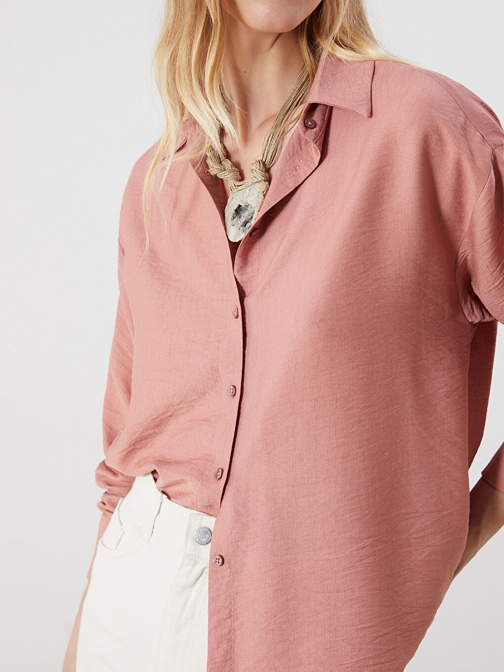 Textured Oversize Women's Shirt-2