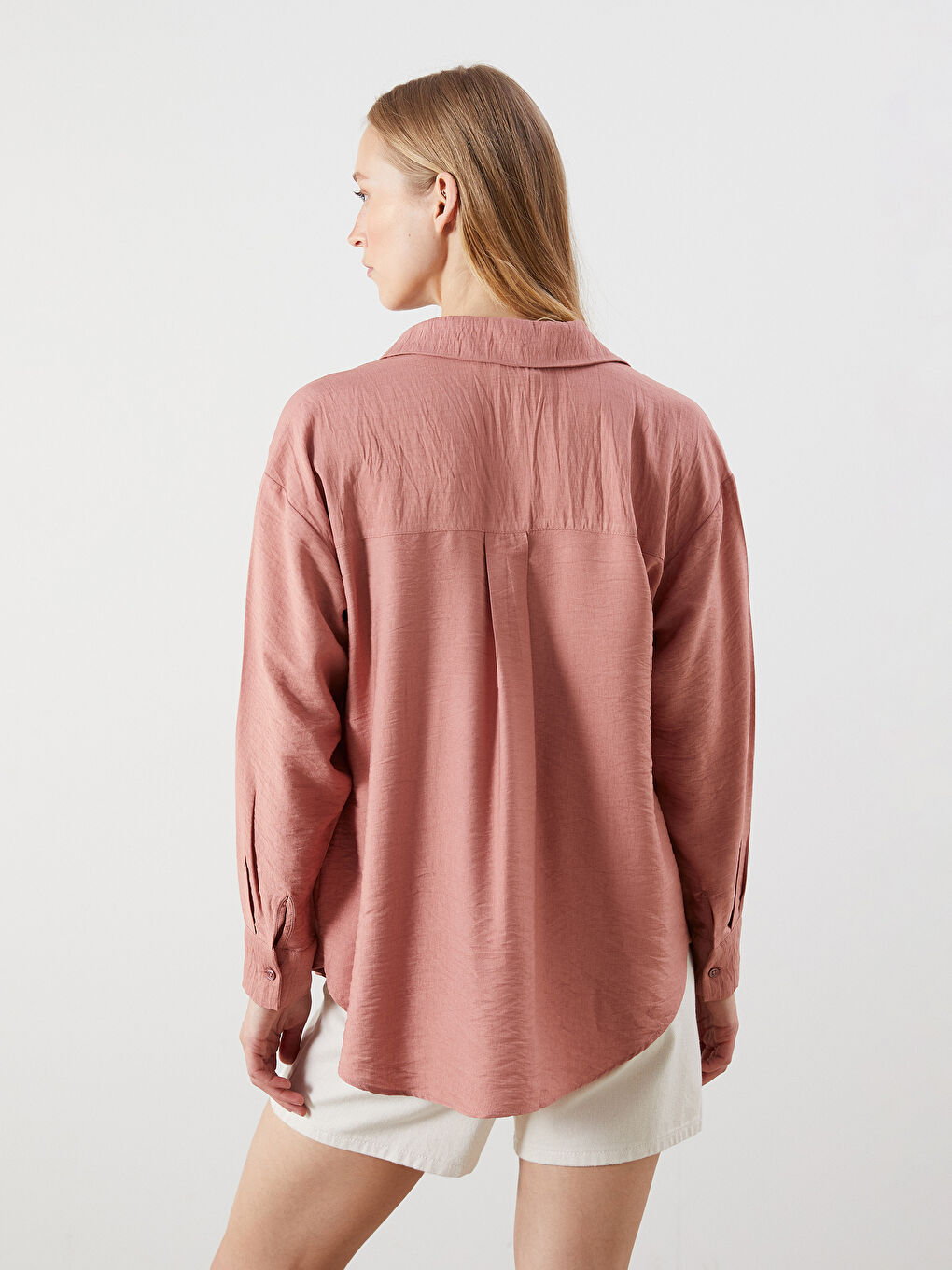 Textured Oversize Women's Shirt-3
