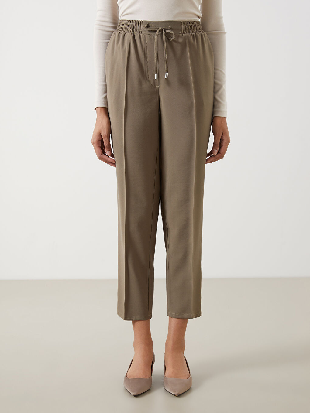 LCW Modest Haki Beli Lastikli Kadın Pantolon - 1