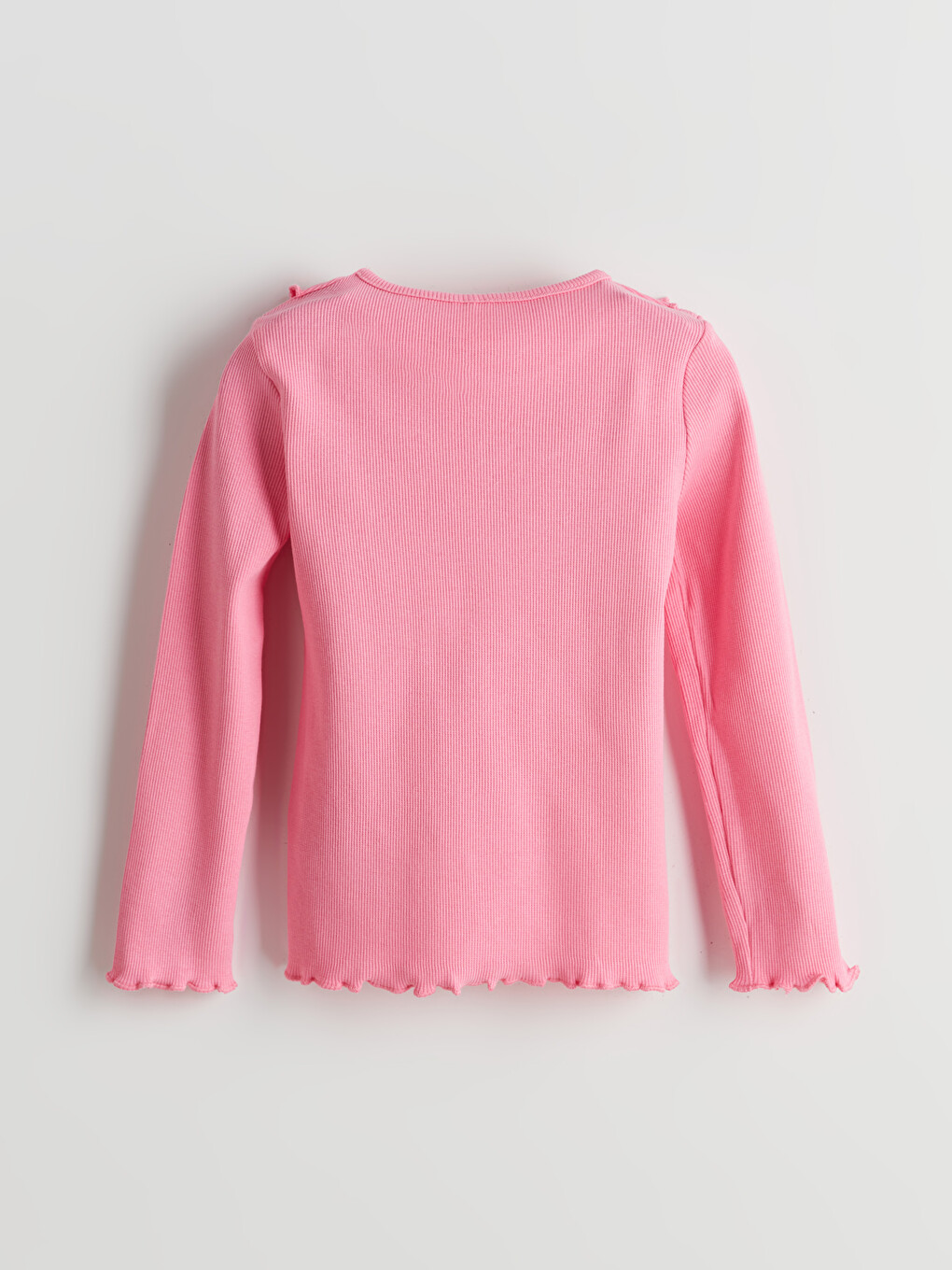 Pembe Bebe Yaka Fırfırlı Kız Çocuk Tişört-1