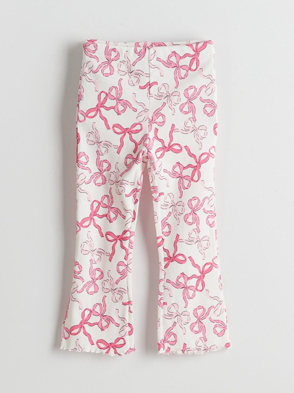 Ekru Fiyonk Baskılı Kız Çocuk Tayt Pantolon