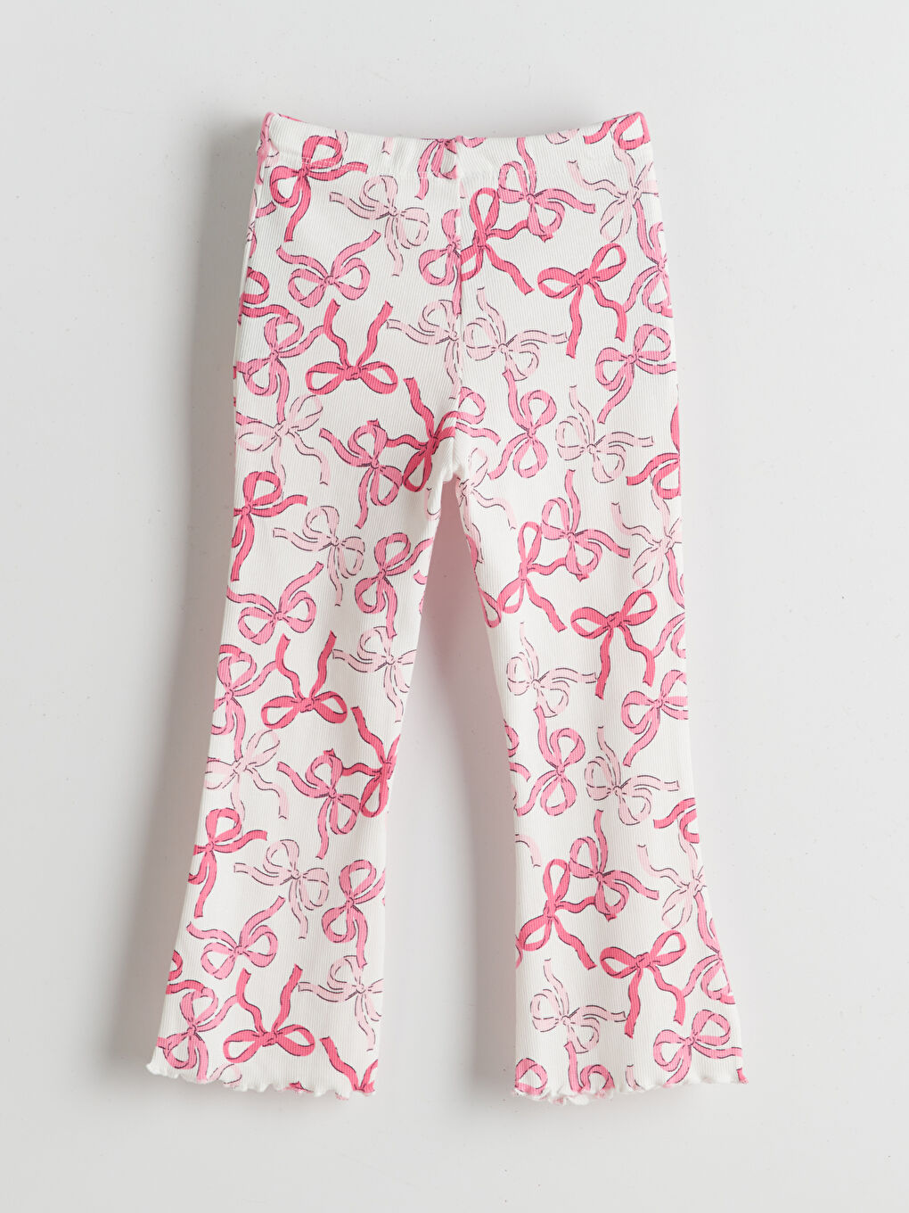 Ekru Fiyonk Baskılı Kız Çocuk Tayt Pantolon-3