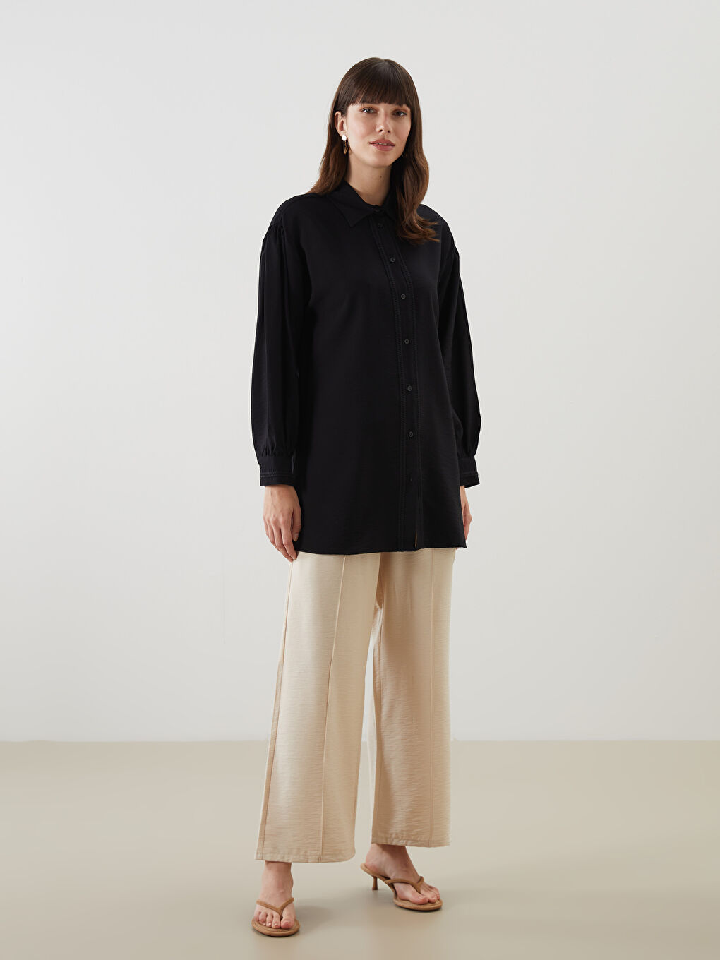 Wide Leg Women Trousers With Elastic Waist -S5LD78Z8-ZAB