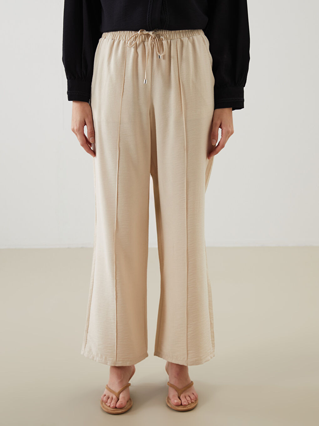 Wide Leg Women Trousers With Elastic Waist -S5LD78Z8-ZAB