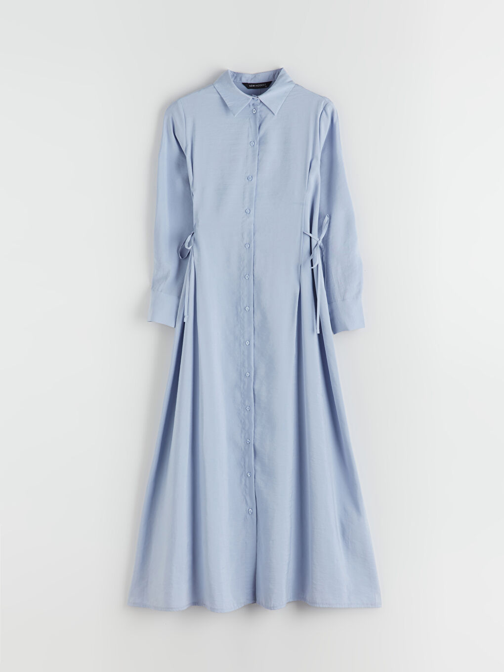 Mavi Modal Karışımlı Gömlek Elbise-4