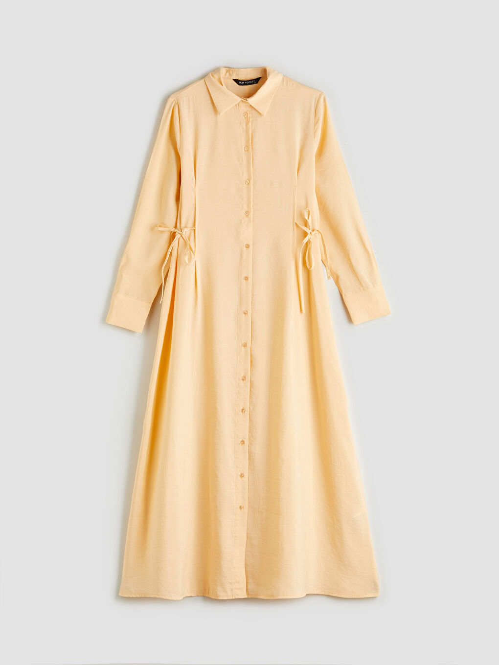 Sarı Modal Karışımlı Gömlek Elbise-4