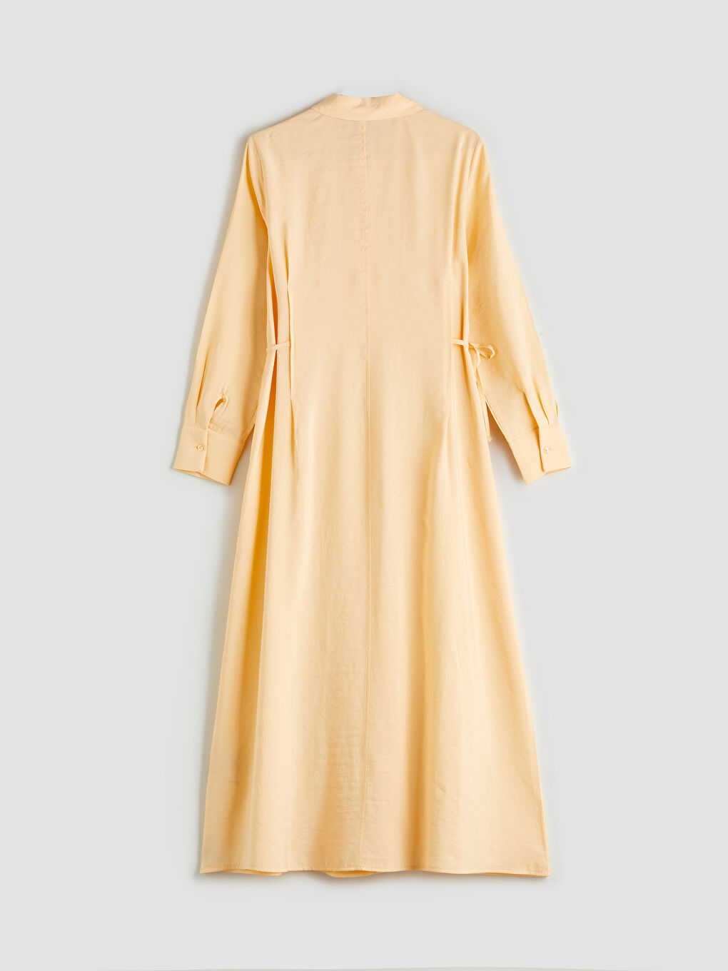 Sarı Modal Karışımlı Gömlek Elbise-5