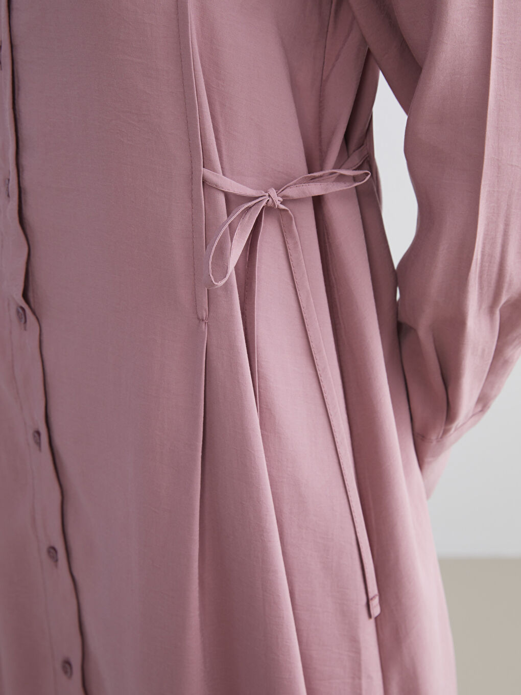 Pembe Modal Karışımlı Gömlek Elbise-2