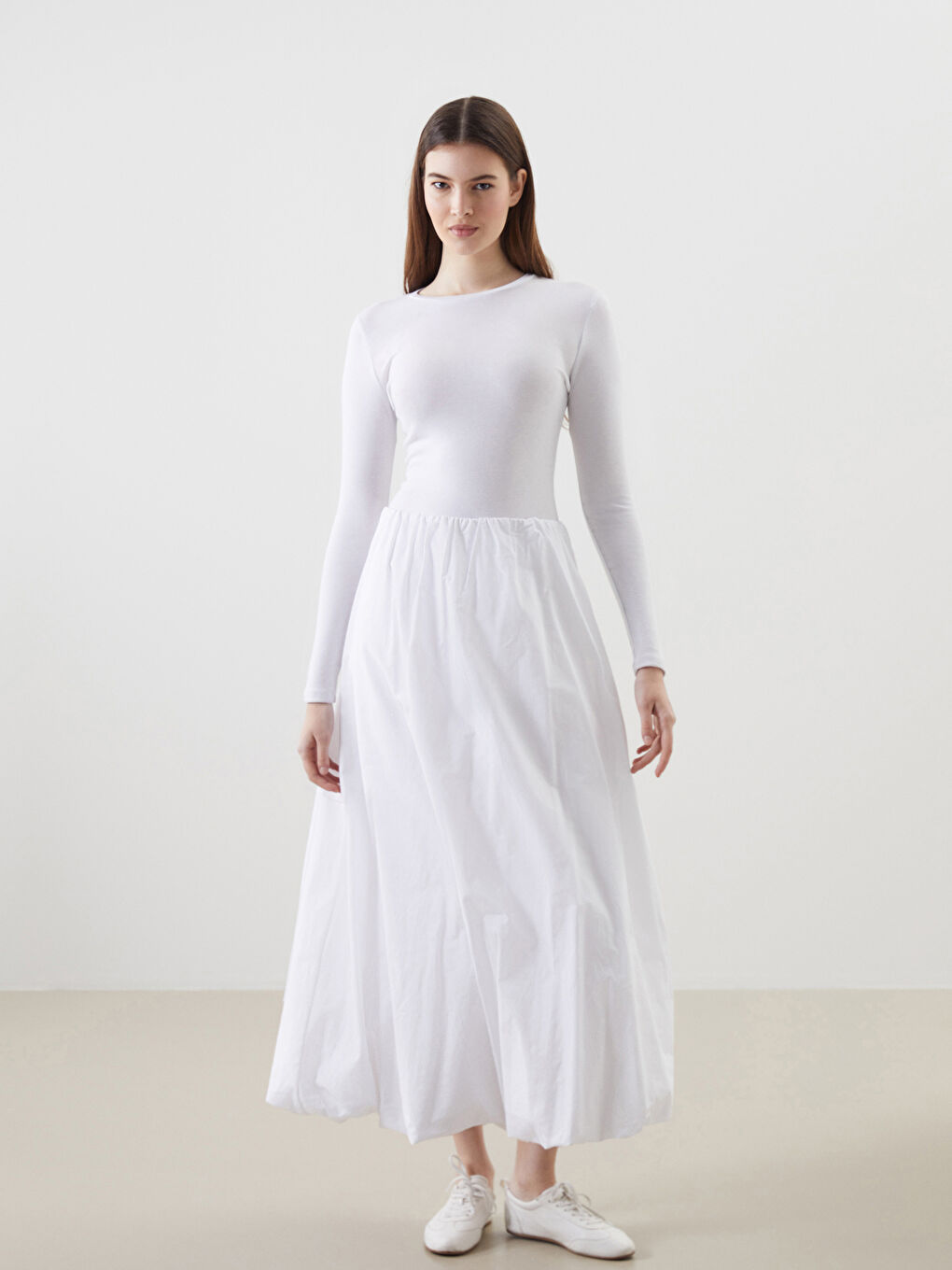 Women's Elastic Waist Poplin Balloon Skirt -S5LD85Z8-Q6K