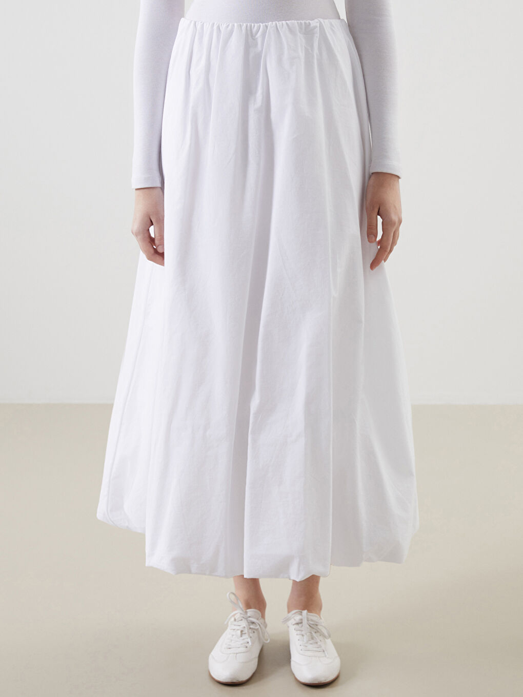 Women's Elastic Waist Poplin Balloon Skirt -S5LD85Z8-Q6K
