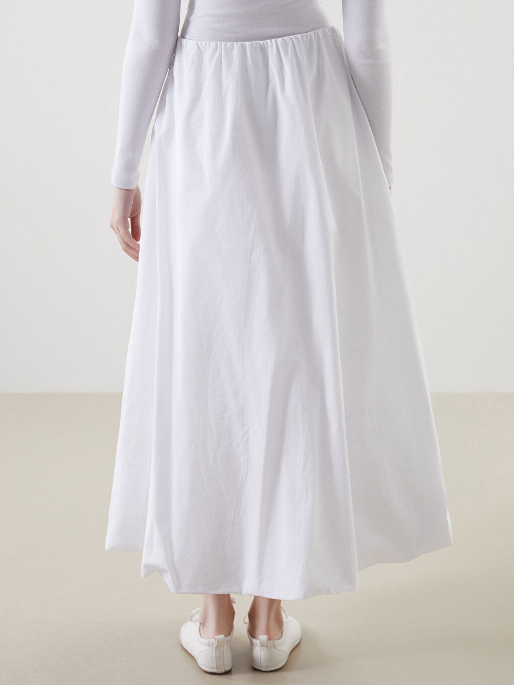 Women's Elastic Waist Poplin Balloon Skirt -S5LD85Z8-Q6K
