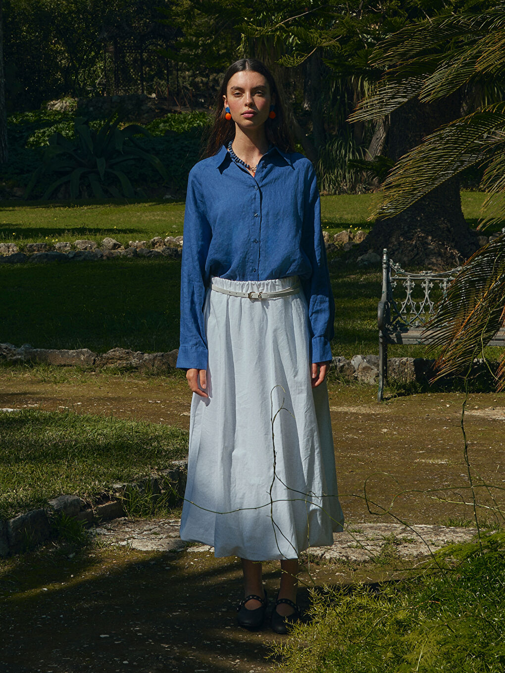 Women's Elastic Waist Poplin Balloon Skirt -S5LD85Z8-Q6K