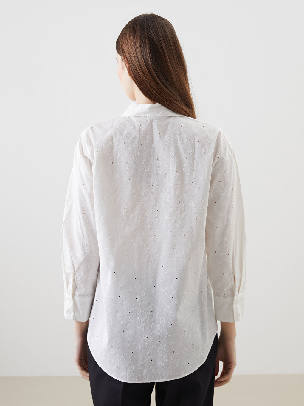 Floral Oversized Poplin Women’S Tunic Shirt -S5LE16Z8-EEW