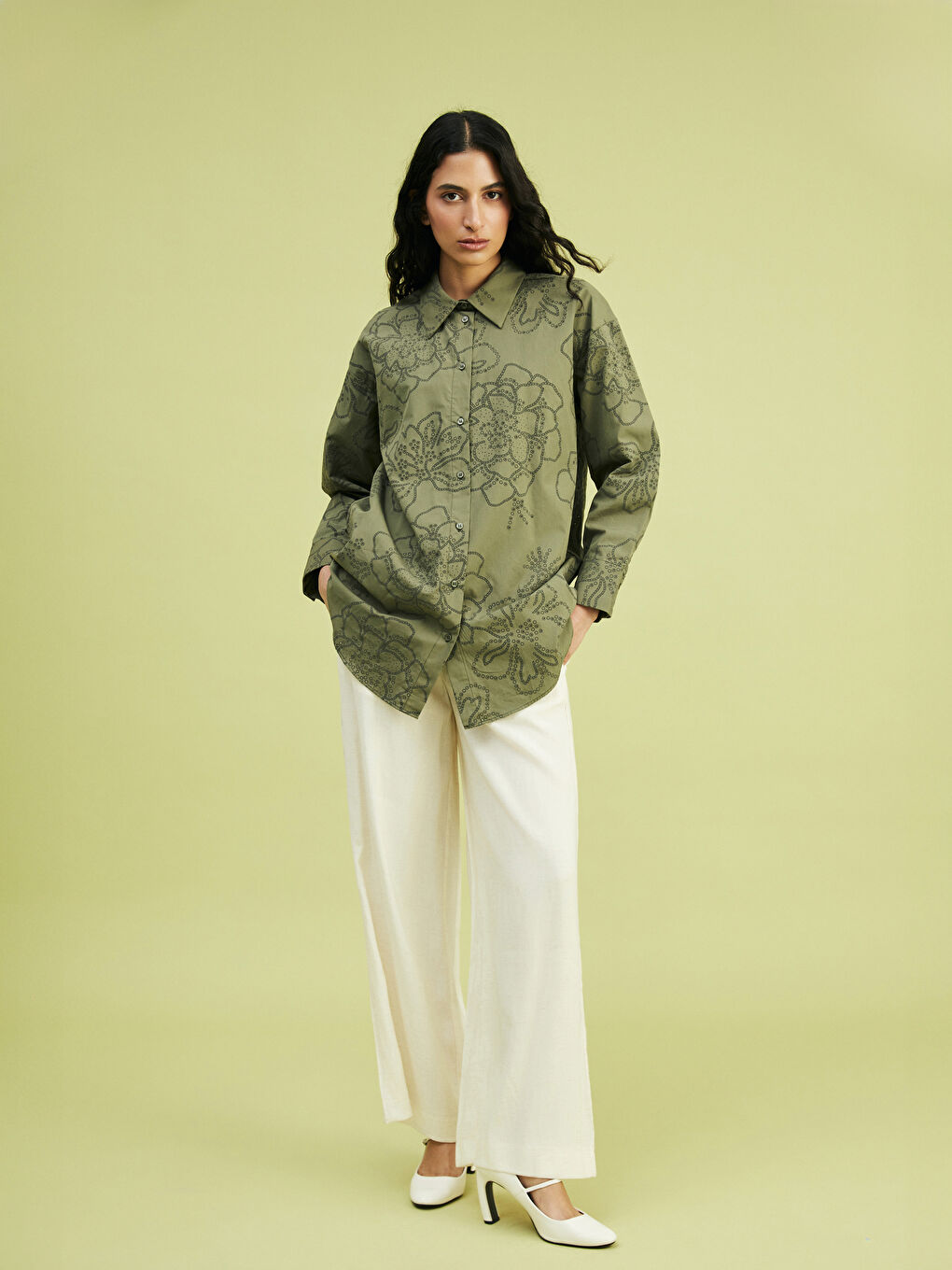 Floral Oversized Poplin Women’S Tunic Shirt -S5LE16Z8-TMH